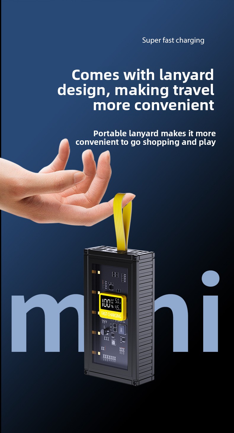 20000mAh Fast Charging LCD Screen Mobile Power Supply - Transparent Mecha Shell, Large Capacity, Sufficient Power At Any Time_voghion.com