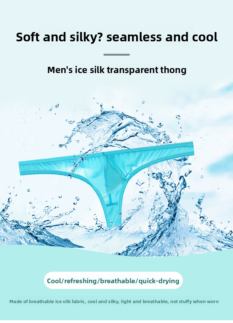 Heren ijszijden slipje met lage taille en dunne, sexy T-broek, ademend_voghion.com