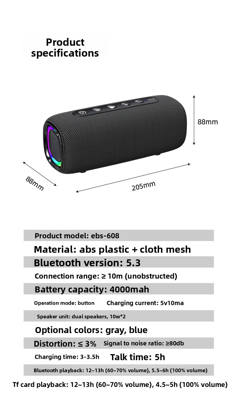 New Wireless Bluetooth Speaker Outdoor Waterproof Portable Super Subwoofer_voghion.com