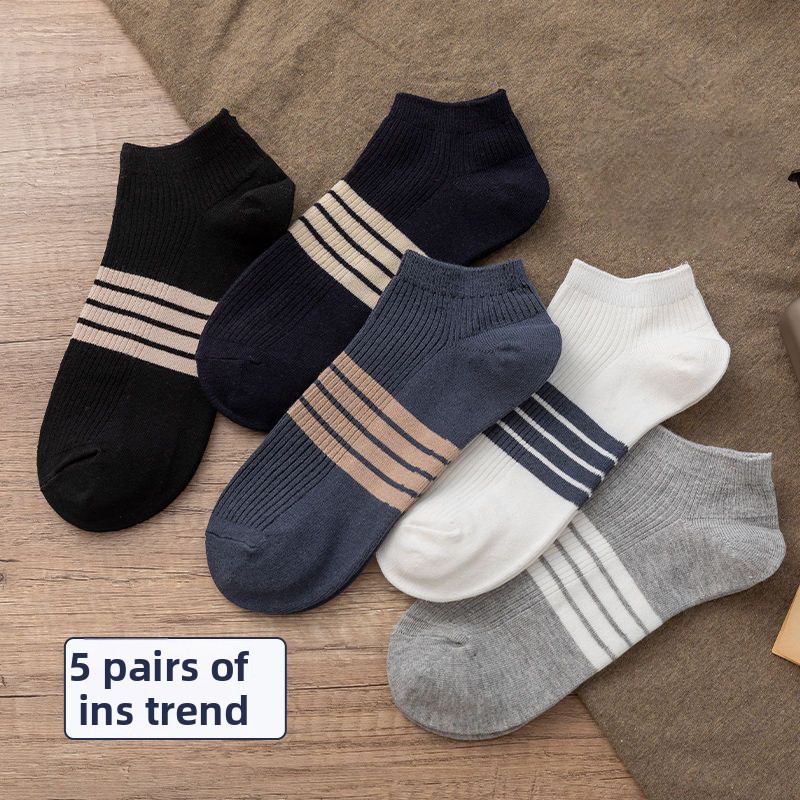 10 Pairs Of Black, White And Gray Boat Socks Wholesale Socks Socks Cheap Socks_voghion.com