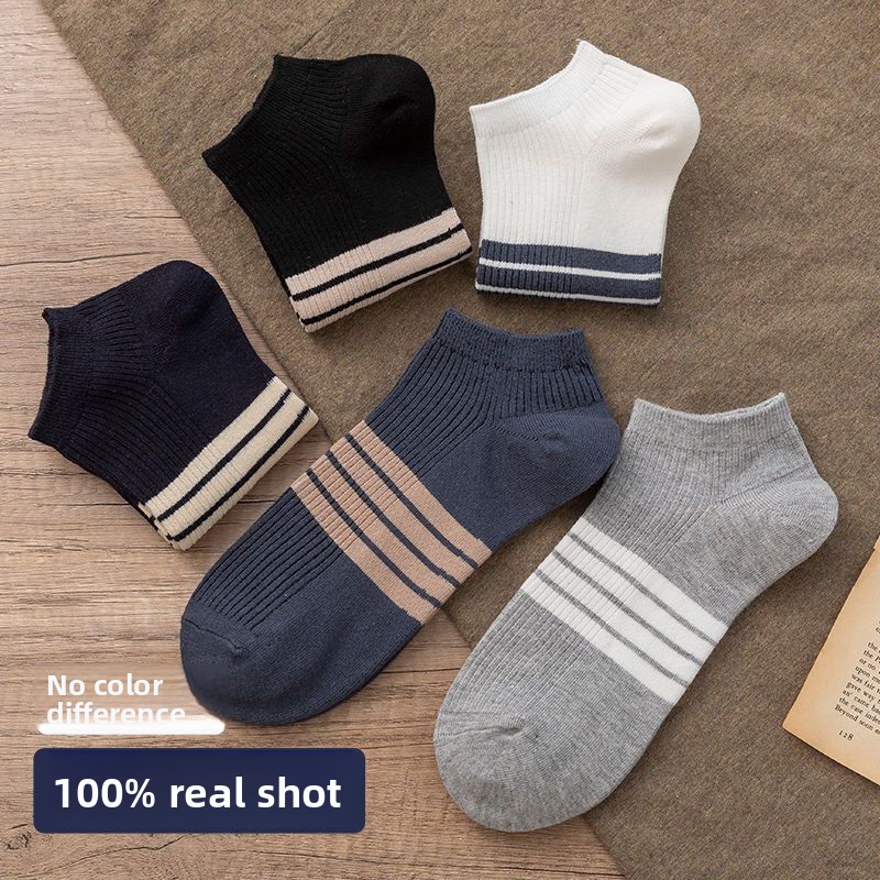 10 Pairs Of Black, White And Gray Boat Socks Wholesale Socks Socks Cheap Socks_voghion.com