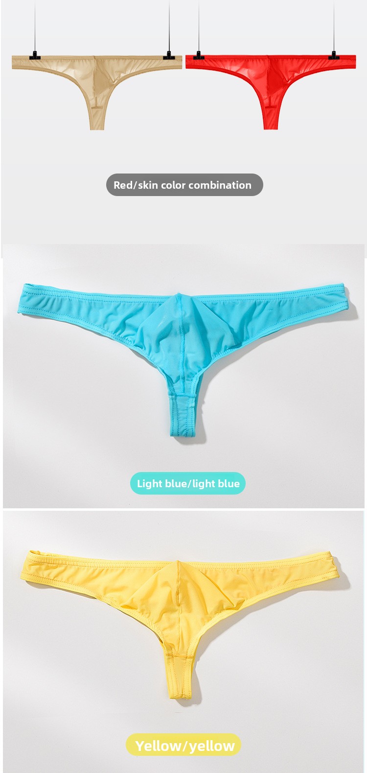 Heren ijszijden slipje met lage taille en dunne, sexy T-broek, ademend_voghion.com