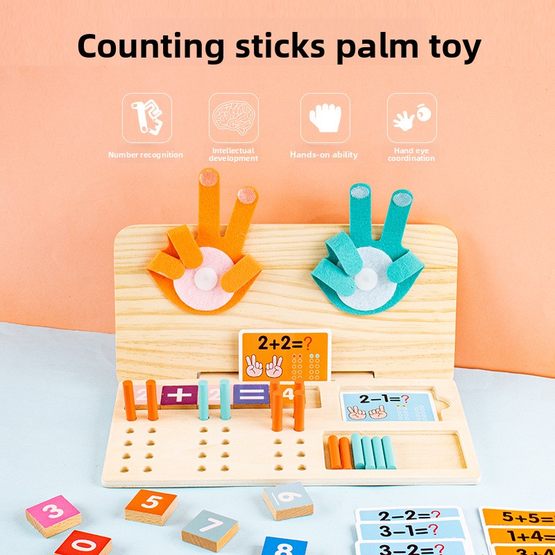 Brinquedos digitais Montessori para o ensino de matemática infantil: quebra-cabeças de aritmética para desenvolver a adição e subtração com os dedos._voghion.com