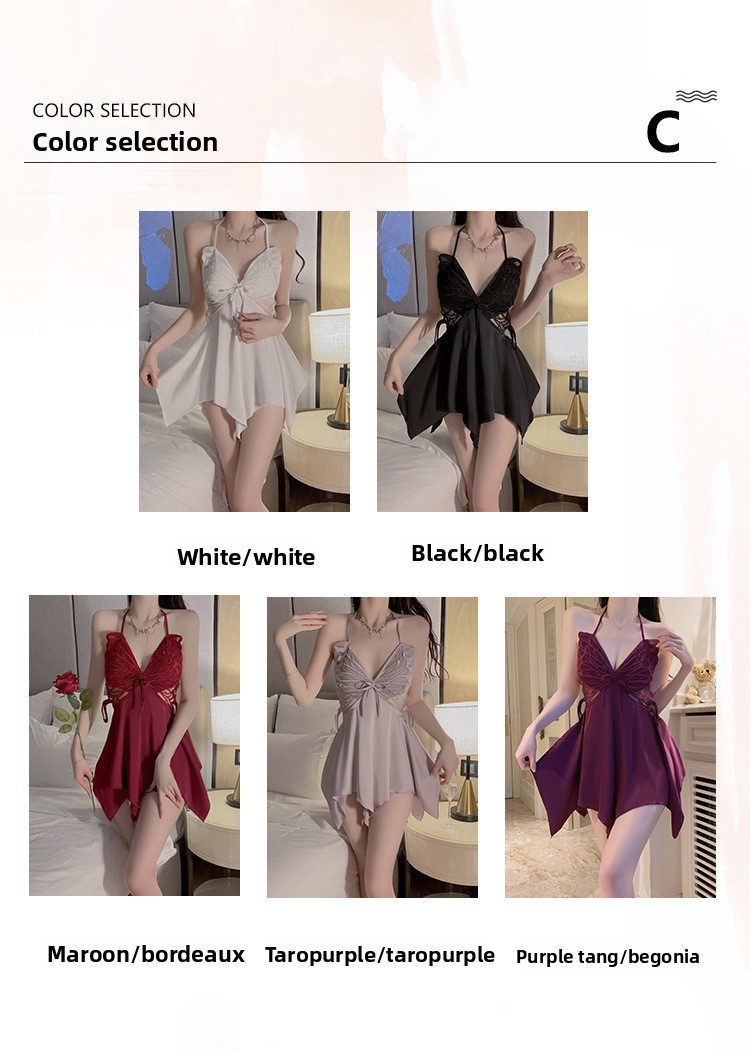 Sexy Ice Silk Large Size Pajamas Plus Chest Pads Gather Bow Nightgown Robe Loungewear Set_voghion.com