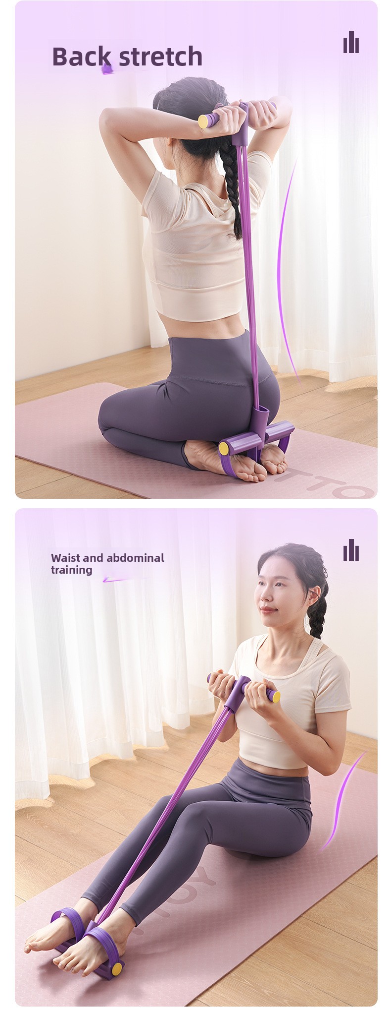 Pedal Pull Device Fitness Sit-ups Auxiliary Device Abdominal Roll Abdominal Slim Belly Yoga Equipment Stomach Rope_voghion.com
