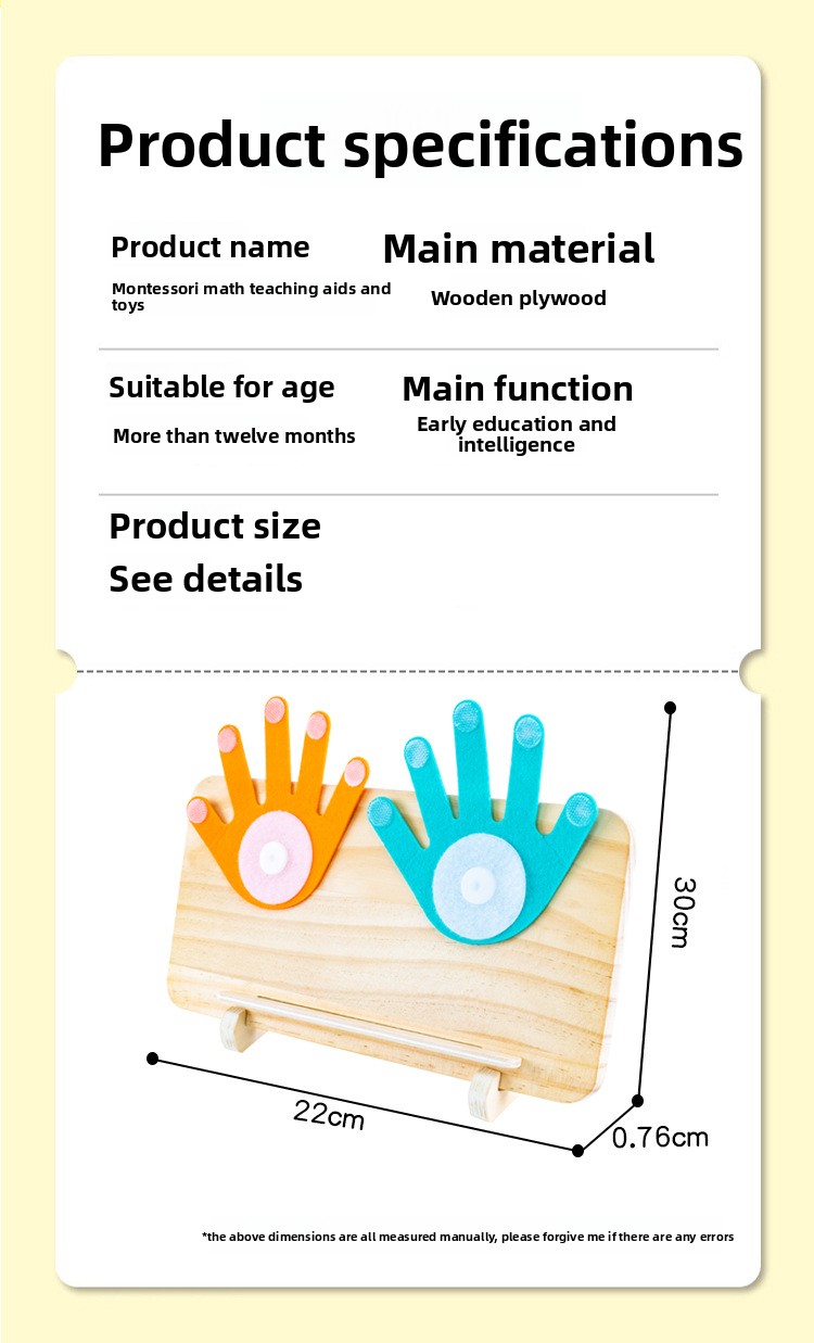 Brinquedos digitais Montessori para o ensino de matemática infantil: quebra-cabeças de aritmética para desenvolver a adição e subtração com os dedos._voghion.com