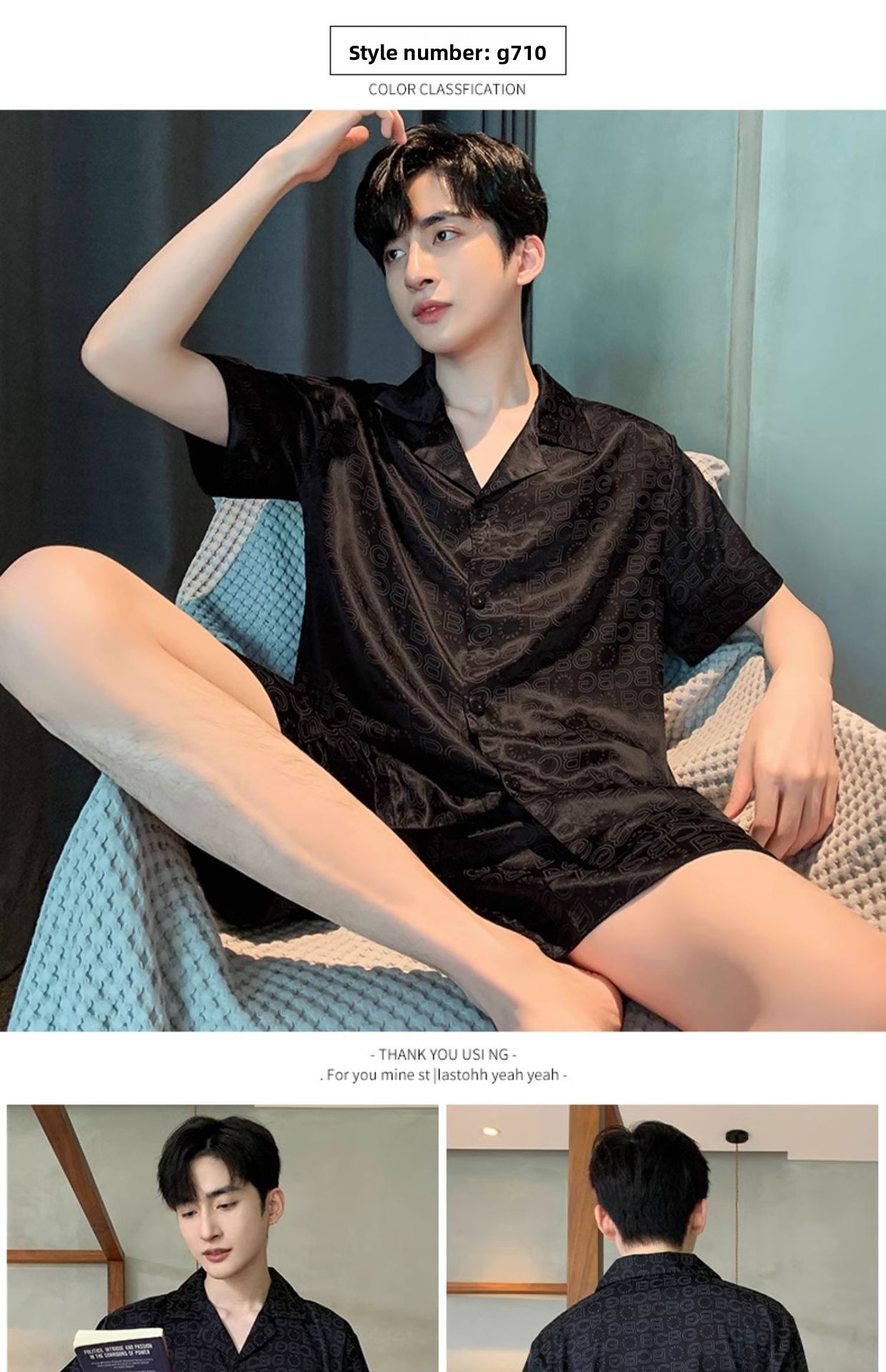 Pijamas de verano para hombre, de seda helada, de manga corta, finos, sencillos, informales, de seda sintética, para adolescentes_voghion.com