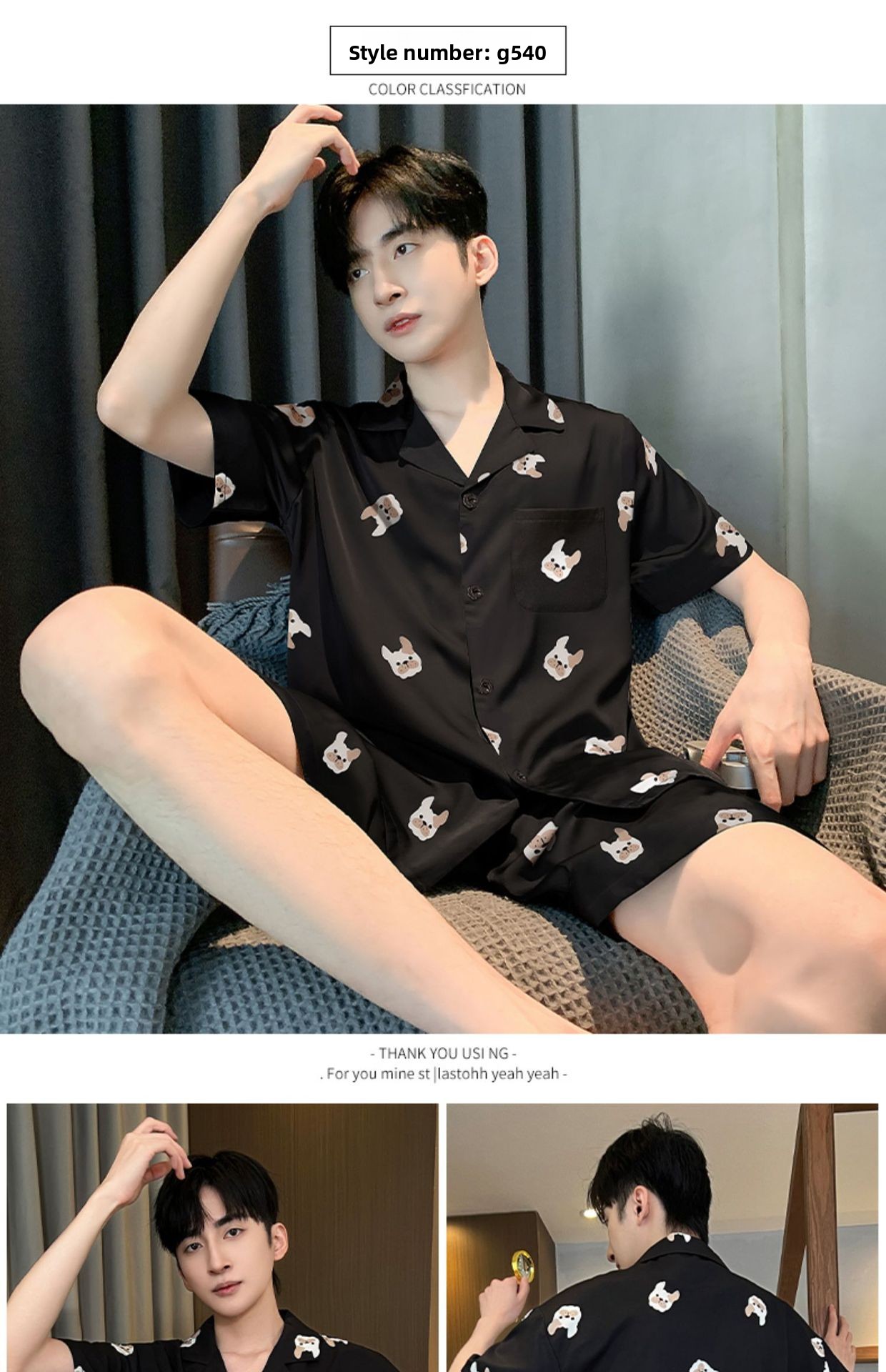 Pijamas de verano para hombre, de seda helada, de manga corta, finos, sencillos, informales, de seda sintética, para adolescentes_voghion.com