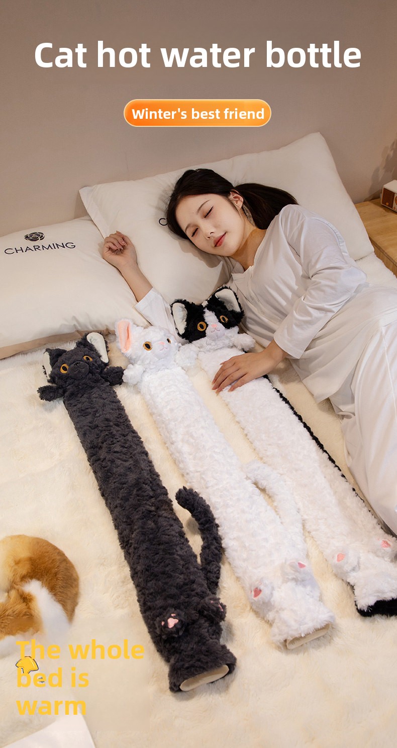 Devon Cat Strip Wärmflasche, Winterwärmer, Bettdecke, Wasserbefüllbare Heizmatte, Langzeit-Wärmekompresse, Wärmflasche für Damen_voghion.com