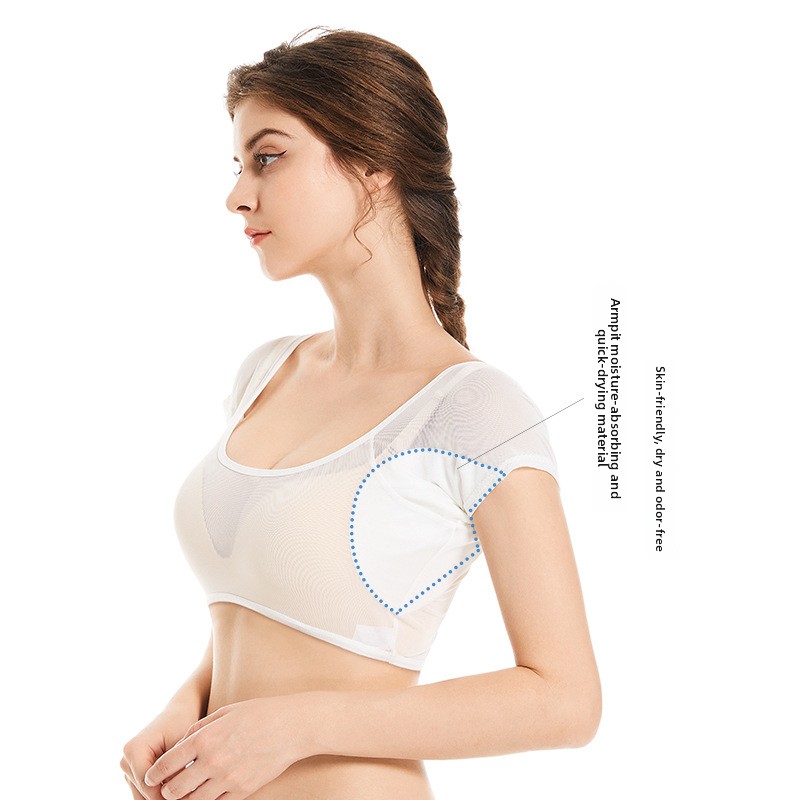Leak Proof Sweat Absorber: Transparent Mesh Thin Material, Chest Hugging Design With Underarm Cotton Sweat Pads, Quick Drying And Comfortable_voghion.com
