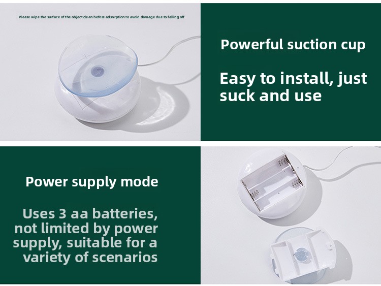 Neue weihnachtliche Lichterkette mit Saugnapf und Lederband, dekorative Lichter für die Fensterdekoration am Weihnachtstag_voghion.com