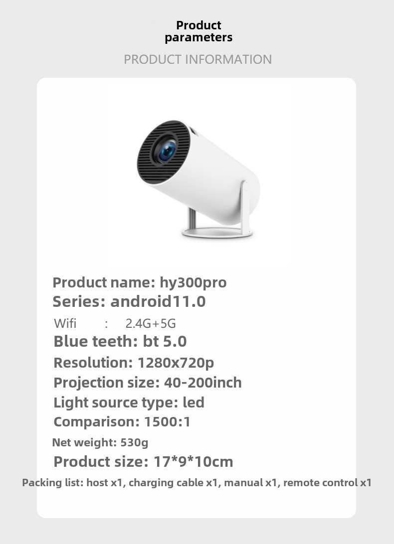 ULTIMATS PORTATĪVAIS PROJEKTORS! 4K izšķirtspēja + 260 ANSI lūmeni, 8 stundu akumulators, Android 11 — lieliski piemērots mājas kinozālei, āra filmām un kempingiem_voghion.com