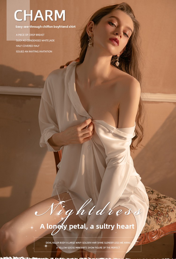 Pyjama sexy haute féminité 2025, nouvelle chemise de nuit grande taille en soie glacée, vêtements de détente fins_voghion.com