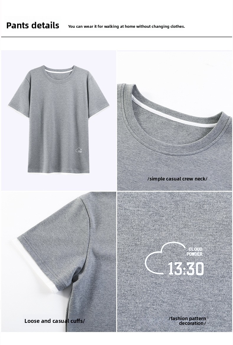 2025 Neues Herren-Set aus reiner Baumwolle | Sommer-Kurzarmshorts | Dünner Freizeitpyjama (draußen tragbar) - XL_voghion.com