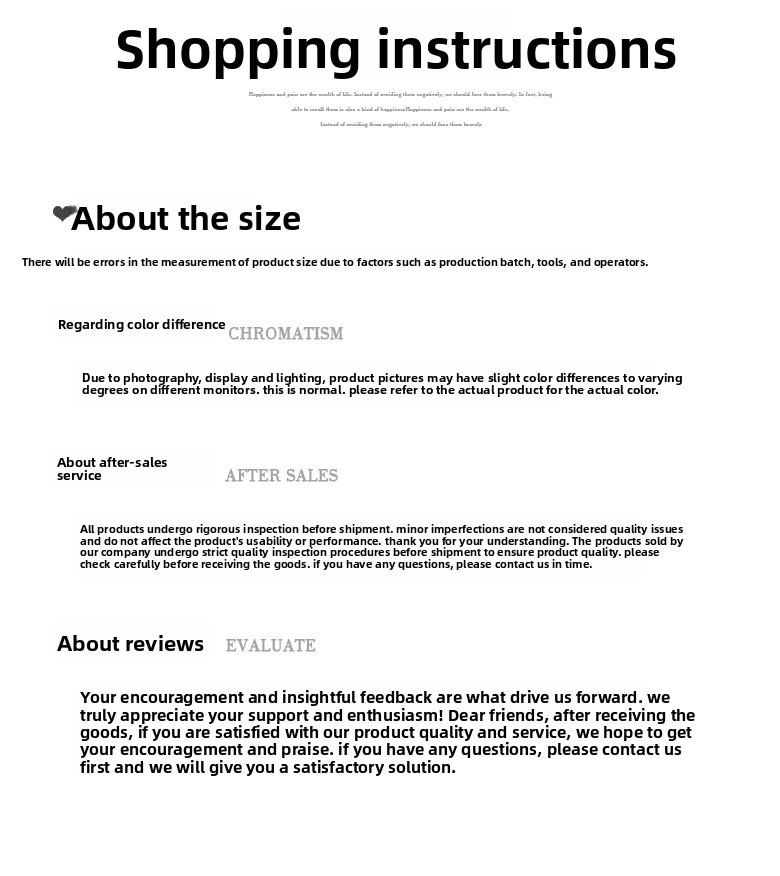 Shopping Instructions
