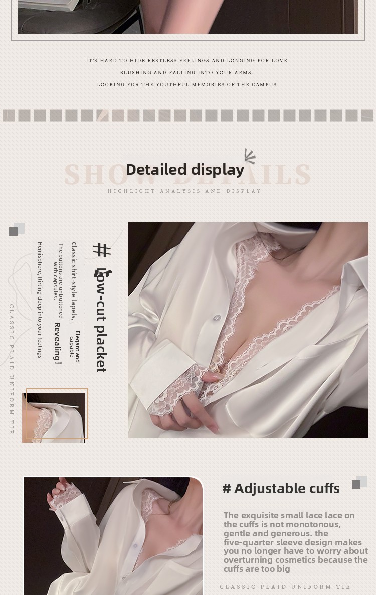Sexy Pajamas Summer Women's 2025 New High-end Long-sleeved Pure Desire Loose Lace White Shirt Nightdress Home_voghion.com