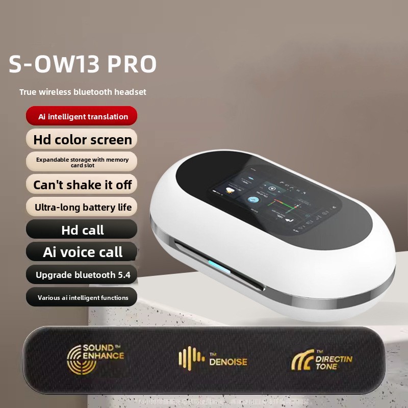 Wireless AI Translation Bluetooth Earphones Without In Ear Full-Color Touch Screen With Ultra Long Battery Life_voghion.com