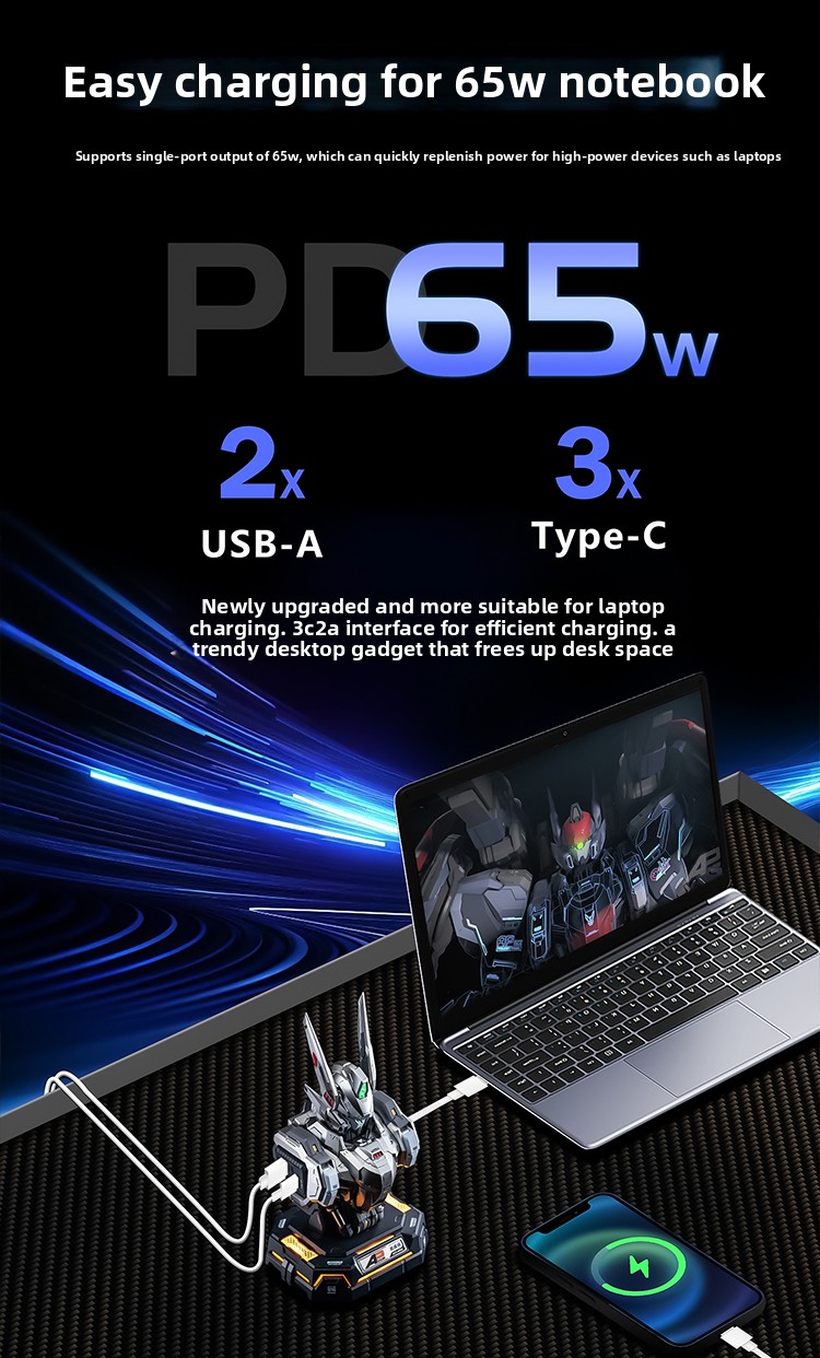 Wuchenghou | Charger Bust Charging Center | 65W High-Speed  | Creative and Fun Birthday Gifts