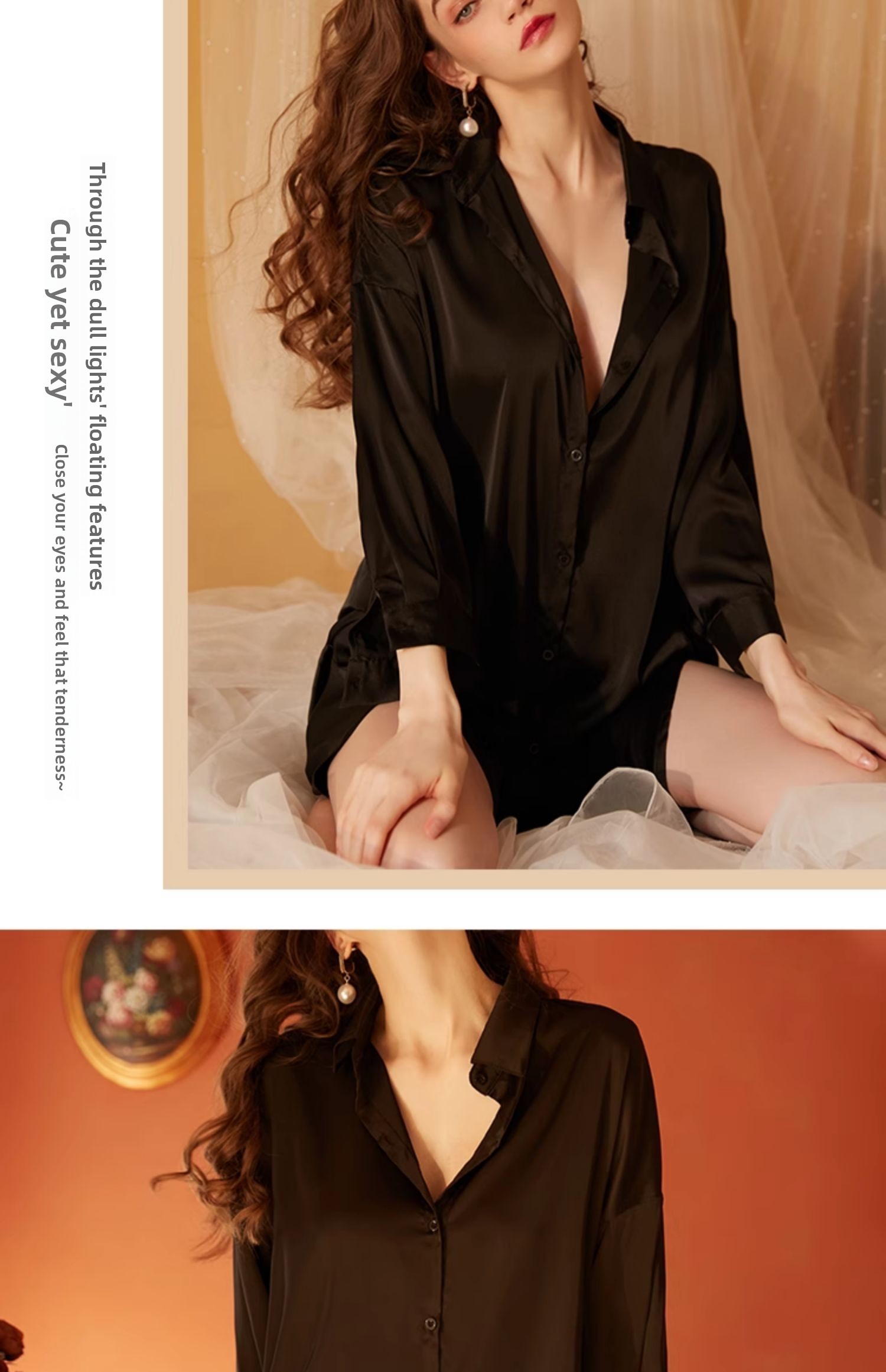 Pyjama sexy haute féminité 2025, nouvelle chemise de nuit grande taille en soie glacée, vêtements de détente fins_voghion.com
