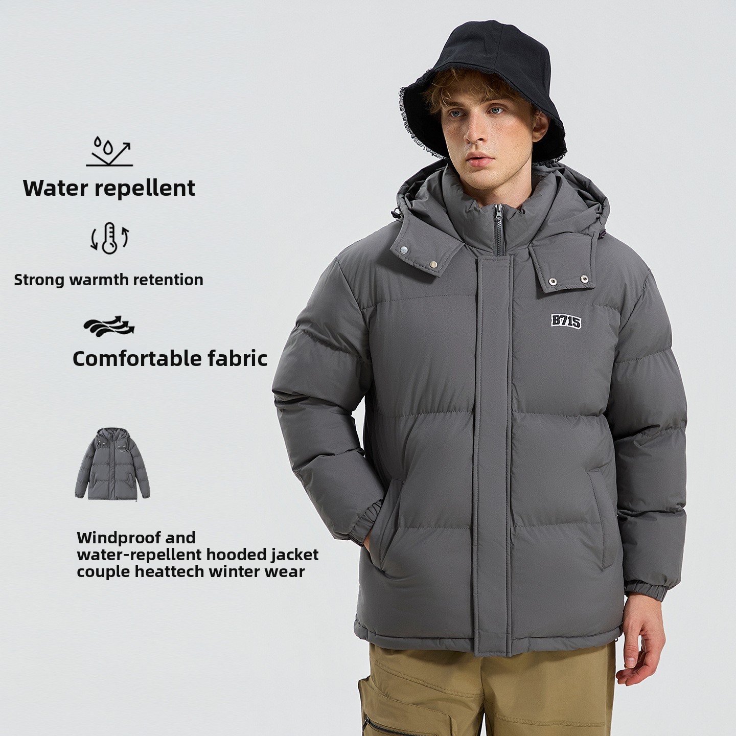 Giacca in cotone con cappuccio tinta unita 2025, giacca invernale in cotone ampia e spessa, cappello staccabile, giacca in cotone e giacca calda_voghion.com