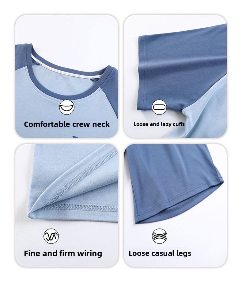 Men's Home Set | Cool Fabric Short Sleeve+Loose Shorts Summer Refreshing Thin Size Large Youth Style-L_voghion.com