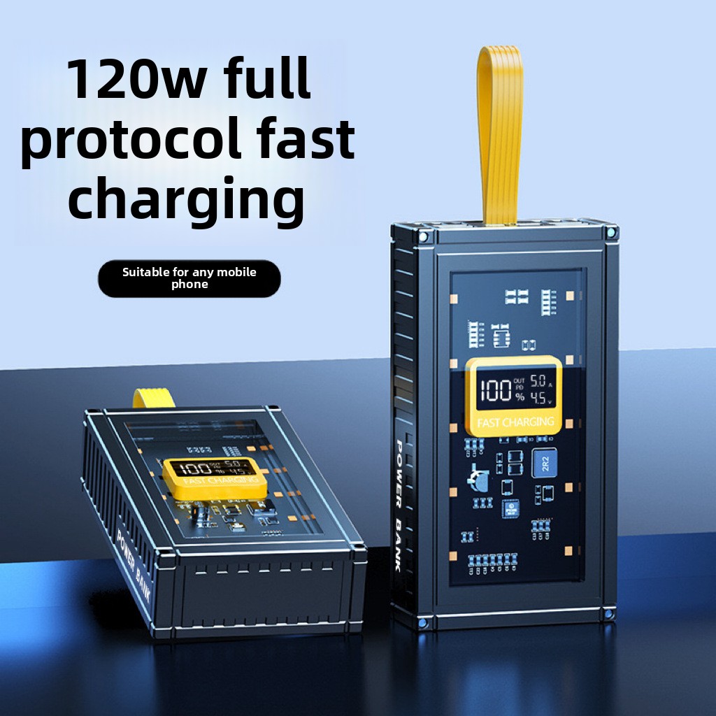 20000mAh Fast Charging LCD Screen Mobile Power Supply - Transparent Mecha Shell, Large Capacity, Sufficient Power At Any Time_voghion.com