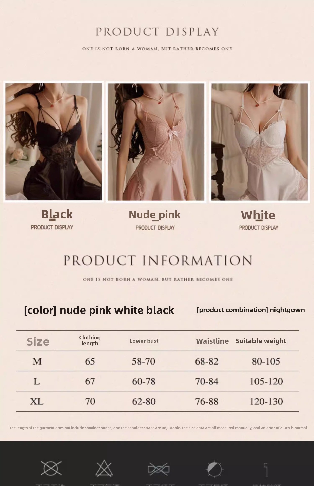 Luxuriöser, sexy Pyjama von Pure Desire | Damen-Nachthemd aus Eisseide mit Spitzenträgern | Integrierte Polster für betonte Kurven | Perfekt für Dates_voghion.com