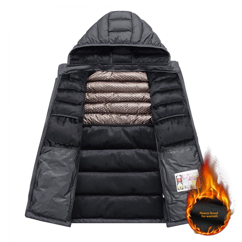 Rippenkleidung, baumwollgepolsterte Kleidung für Männer, Slim-Fit-Mützen mit abnehmbarem Kragen, dicke Kapuzenjacken für Männer_voghion.com