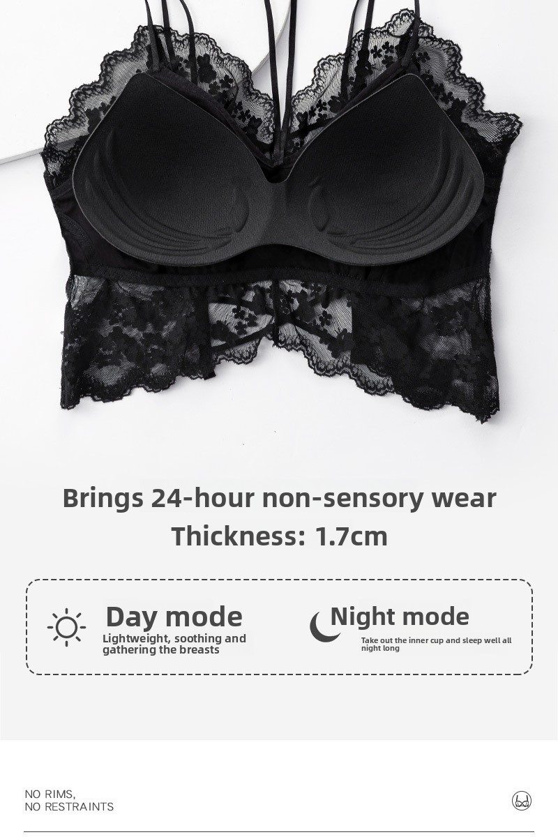 Lace & Latex Bra With Sling Design, Stunning Beauty Back, Chest Pads, And All-in-One Chest Wrap For A Sexy Tube Top Look_voghion.com