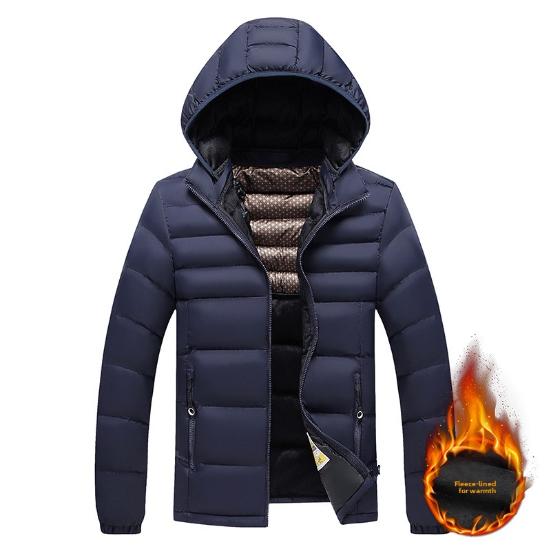 Rippenkleidung, baumwollgepolsterte Kleidung für Männer, Slim-Fit-Mützen mit abnehmbarem Kragen, dicke Kapuzenjacken für Männer_voghion.com