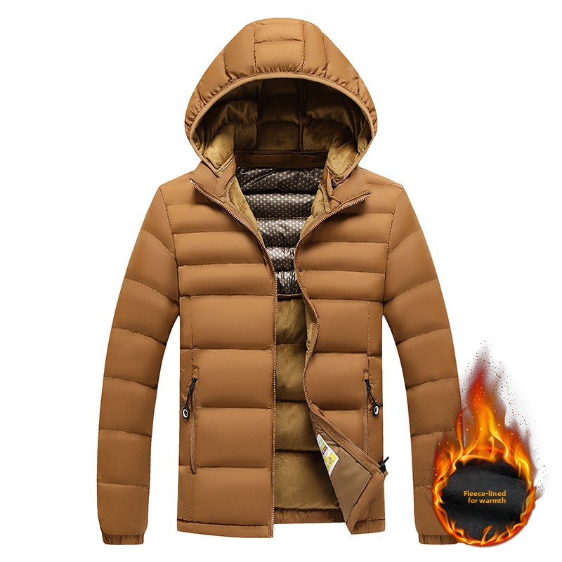 Rippenkleidung, baumwollgepolsterte Kleidung für Männer, Slim-Fit-Mützen mit abnehmbarem Kragen, dicke Kapuzenjacken für Männer_voghion.com