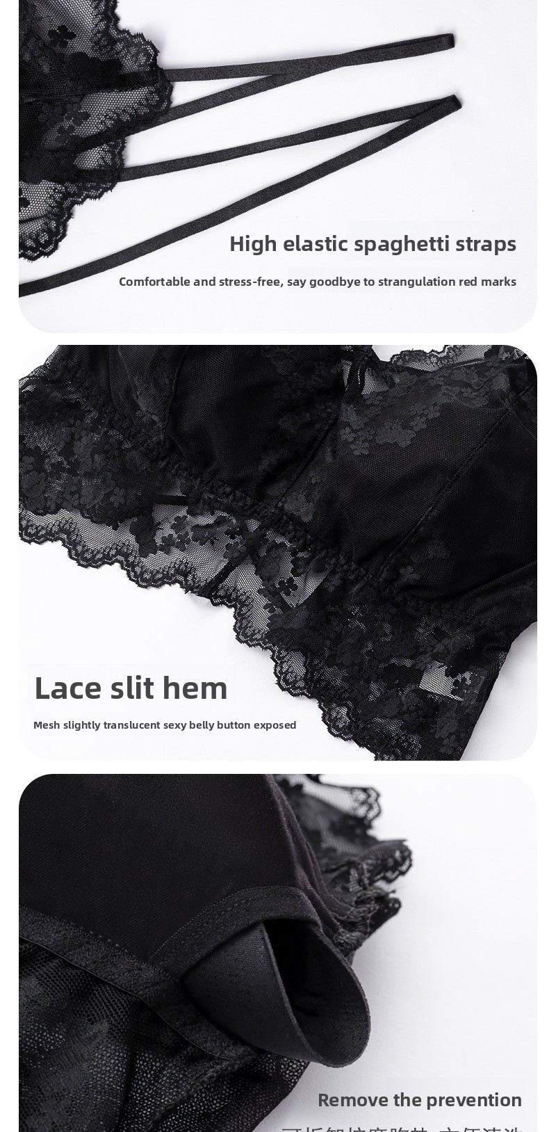 Lace & Latex Bra With Sling Design, Stunning Beauty Back, Chest Pads, And All-in-One Chest Wrap For A Sexy Tube Top Look_voghion.com