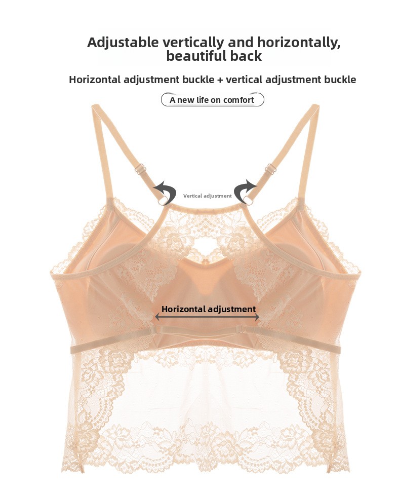 Zwoele nieuwe aankomst: kanten en latex bh met slingdesign, prachtige rug, borstkussentjes en alles-in-één borstband voor een sexy tubetoplook_voghion.com